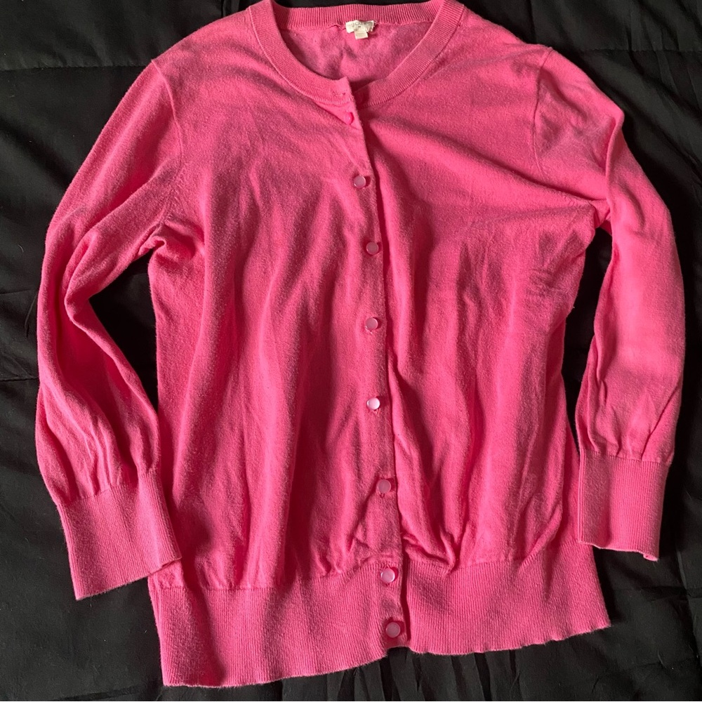 Pink Crewneck Button-Front Women’s Sweater